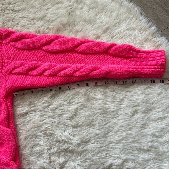 Anthropologie Sweater Mock Neck Cable-Knit Long Sleeve Neon Pink XXS - Picture 11 of 11